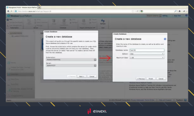 Create new database on the Azure server